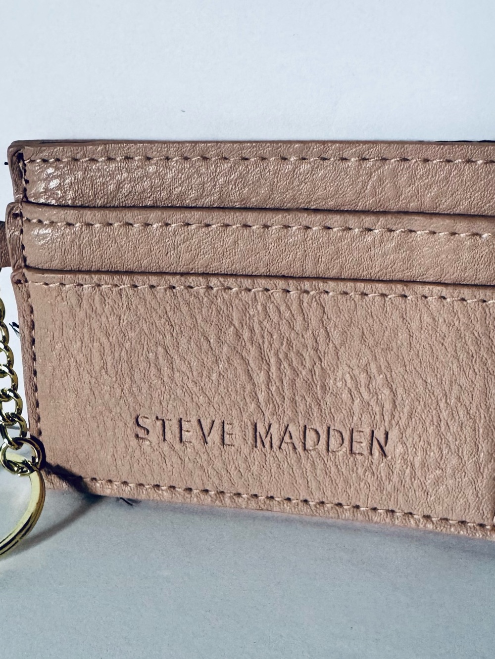 Steve Madden Card Holder Case Pink with Gold Key Ring